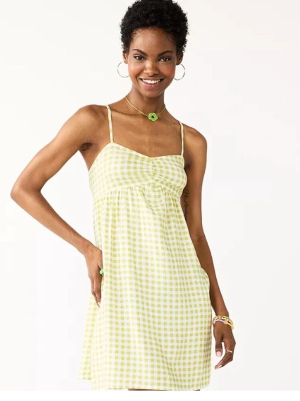 NWT SO Light Green Gingham Sundress with Spaghetti Straps